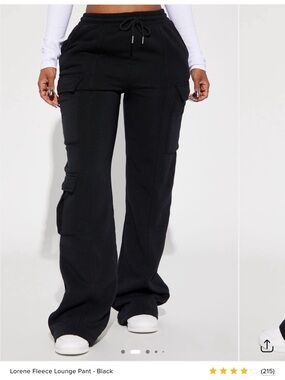 Fashion Nova Black Cargo Fleece Joggers
